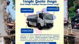 Pamlet pengumuman Tangki Gratis Siaga untuk wilayah terdampak pekerjaan drainase Suhat. (Foto : Perumda Tugu Tirta Kota Malang)