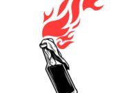 Illustration of Molotov cocktail isolated on white background. Design element for label, sign, poster, menu. Vector illustration