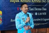 Wali Kota Malang, Dr.Ir.Wahyu Hidayat, MM, menyampaikan sambutan di acara halal bihalal Rendra Kresna dan Milad ke-64 