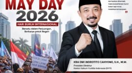 Desain ucapan May Day (Hari Buruh Internasional) yang jatuh pada 1 Mei 2026 dari Presiden Direktur KHYI, KRA Dwi Indrotito Cahyono, S.H., M.M. Foto (Kim)